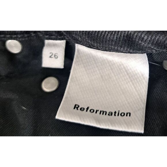 Reformation Jeans Womens Size 26 JORDI KICK FLARE offblack Button Fly Jean - Picture 7 of 9